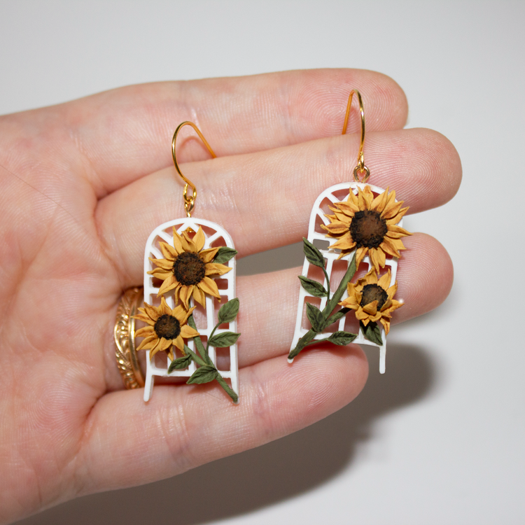 Sunflower Trellis Earrings  | July Mini-Drop