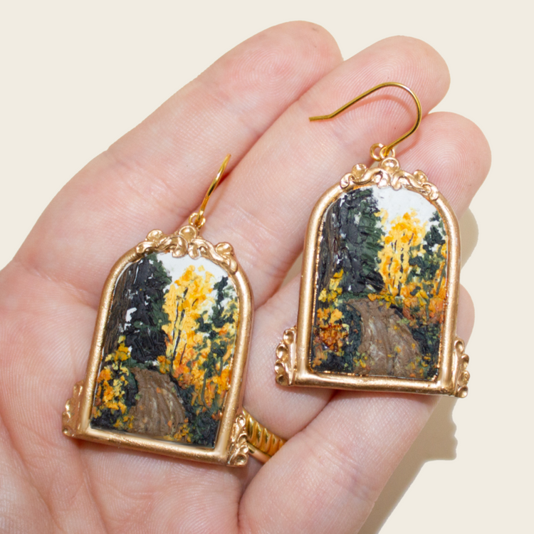 01- October Woods Framed Earrings