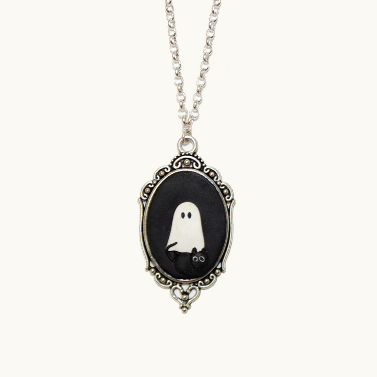 Ghost + Kitty Portrait Necklace