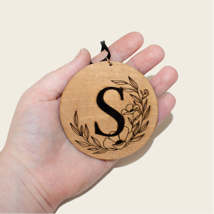 Initial + Floral Wreath Ornament