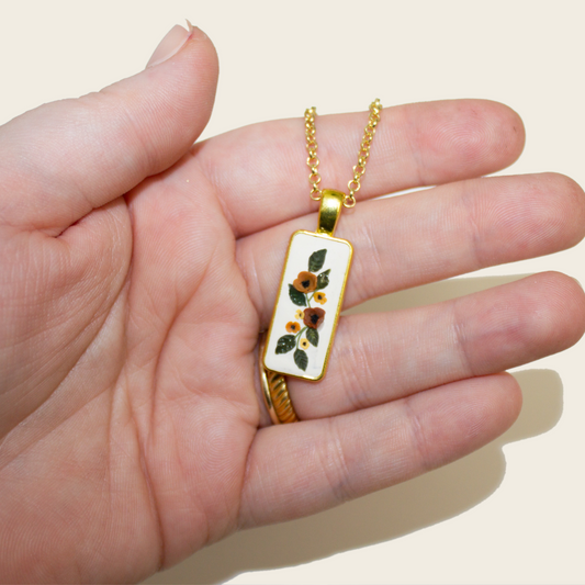 Fall Floral Bar Necklace