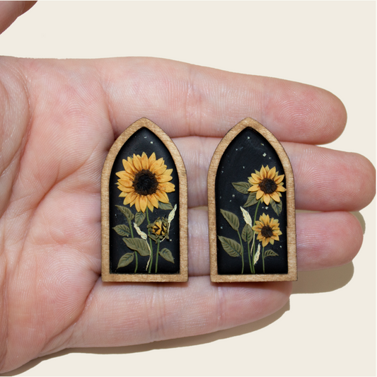 Framed Sunflower Garden Earrings