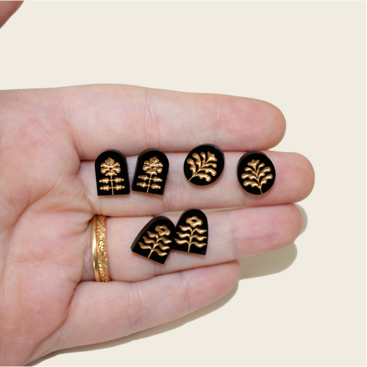 Abstract Floral Stud Earring Set