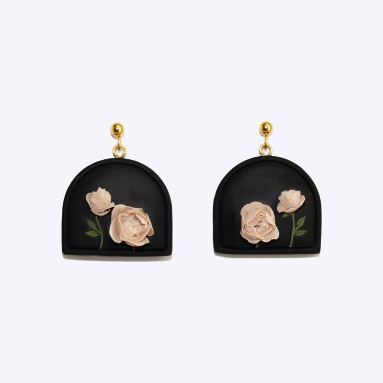 Dark Peony Earrings 02