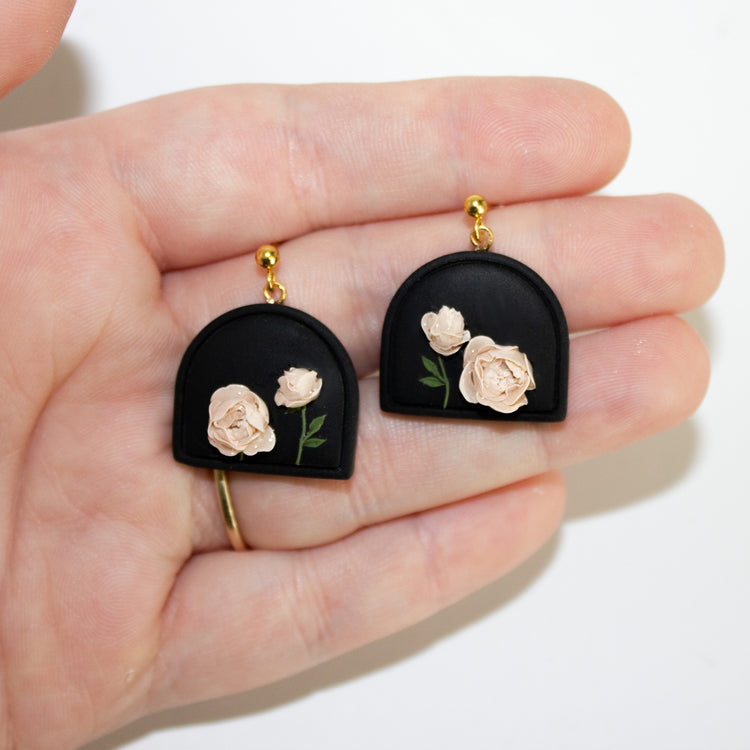 Dark Peony Earrings 02