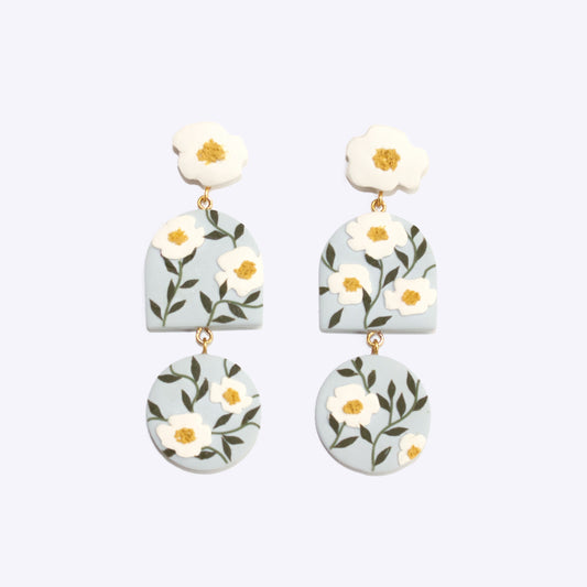Cornflower Peony Pattern Earrings