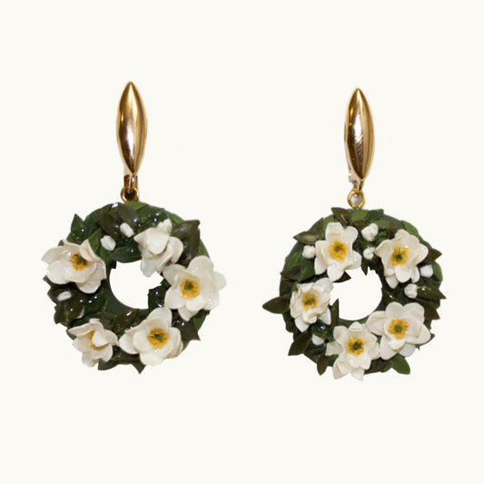Magnolia Wreath Earrings | Wreath Series