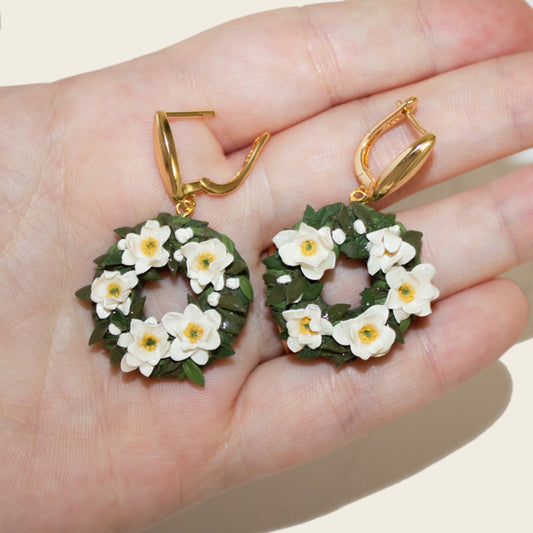 Magnolia Wreath Earrings | Wreath Series