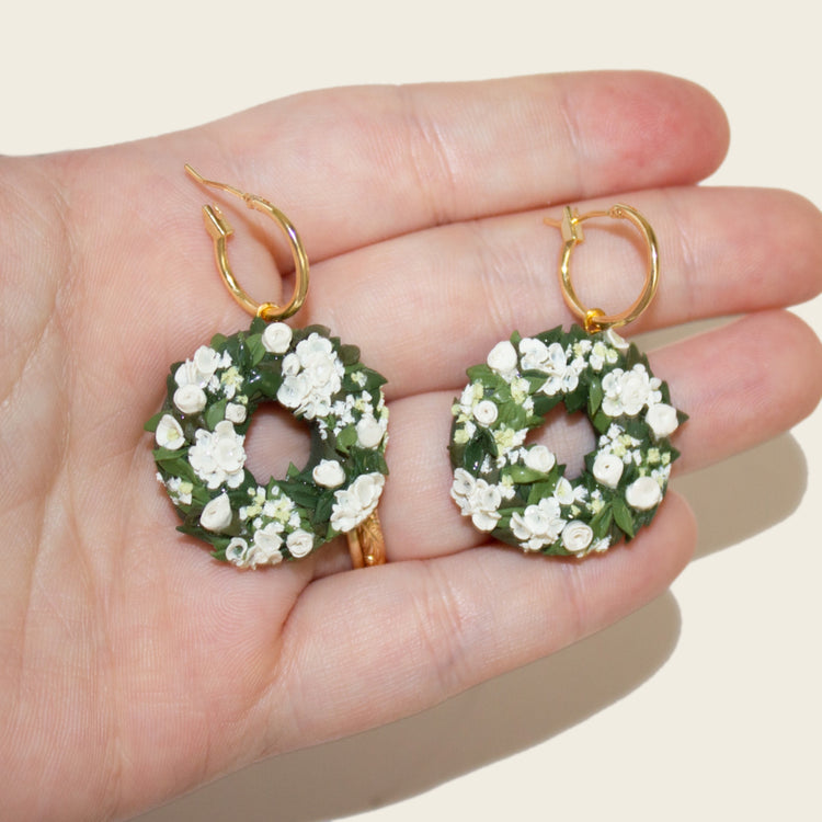 Hydrangea + Rose Wreath Earrings | Wreath Series