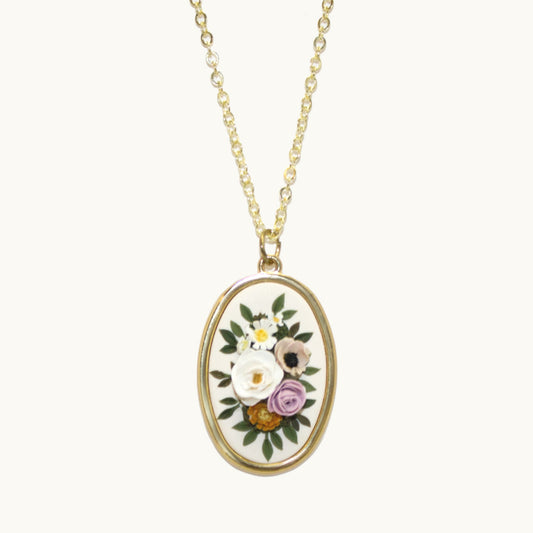 Oval Spring Bouquet Necklace | Pendant Series