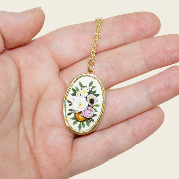 Oval Spring Bouquet Necklace | Pendant Series