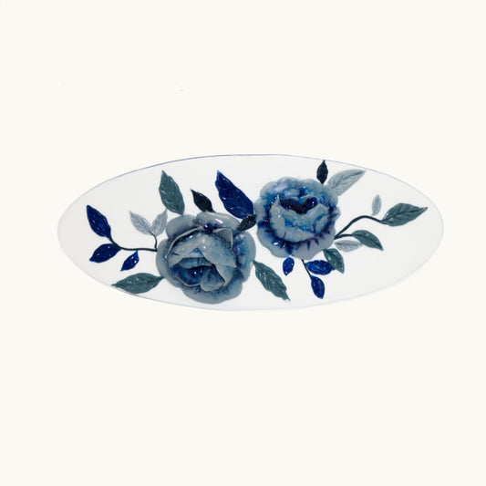 Blue Porcelain Floral Barrette | Porcelain Series