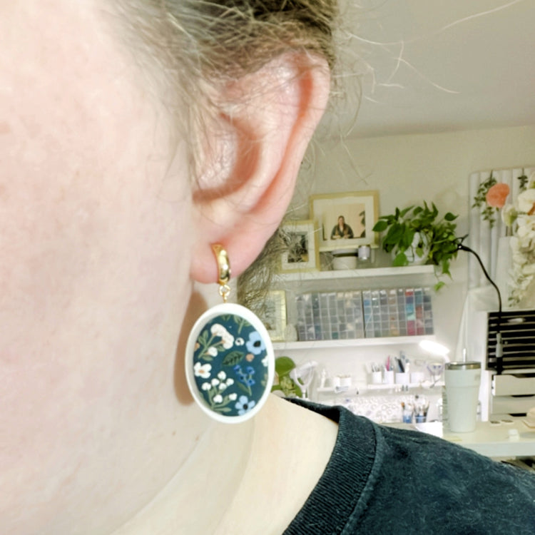 Framed Floral Slab Earrings