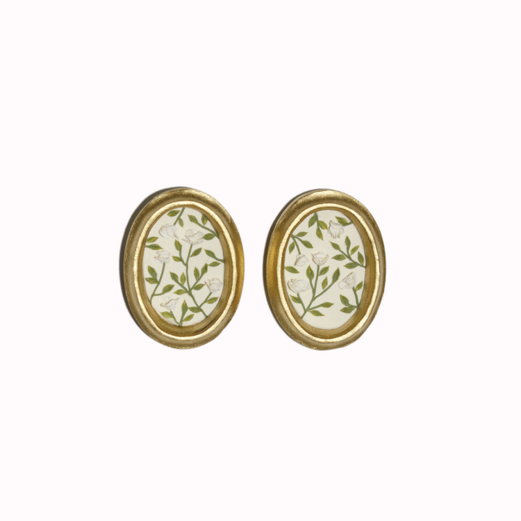 Framed White Rose Studs - Valentine's Day 2023