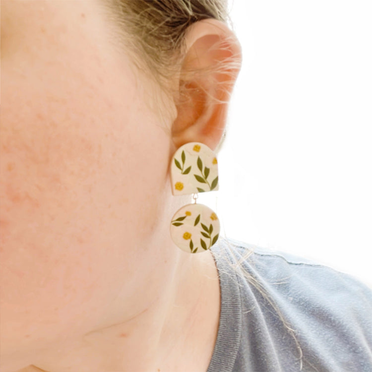 Pink Peony Pattern Earrings | Daily Design No.1