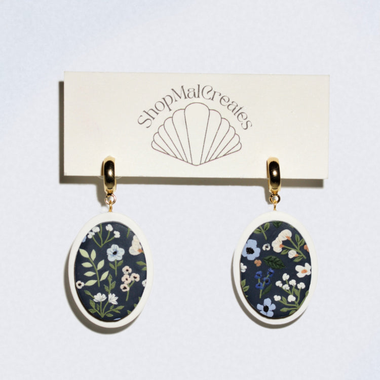 Framed Floral Slab Earrings