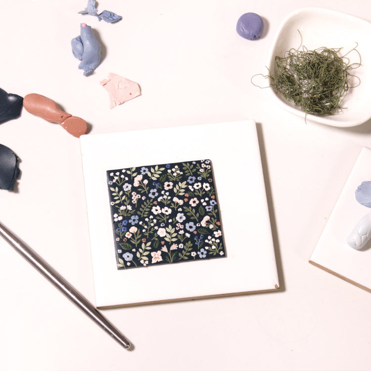 Framed Floral Slab Earrings