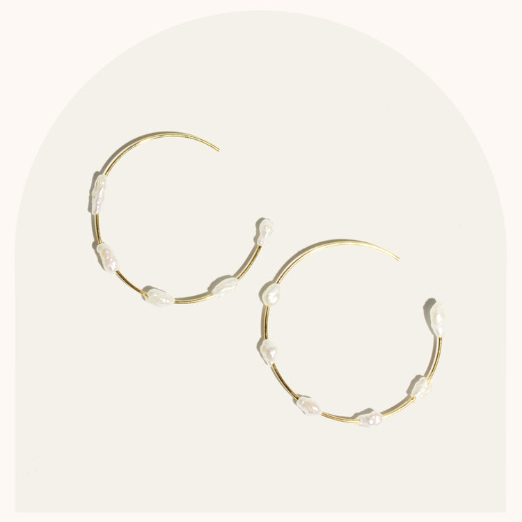 Floating Pearl Hoops