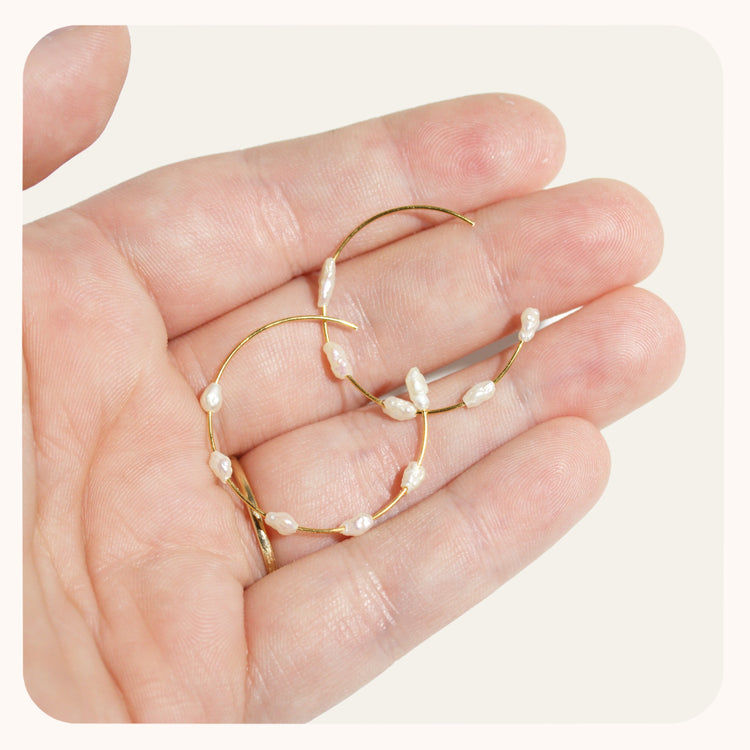 Floating Pearl Hoops